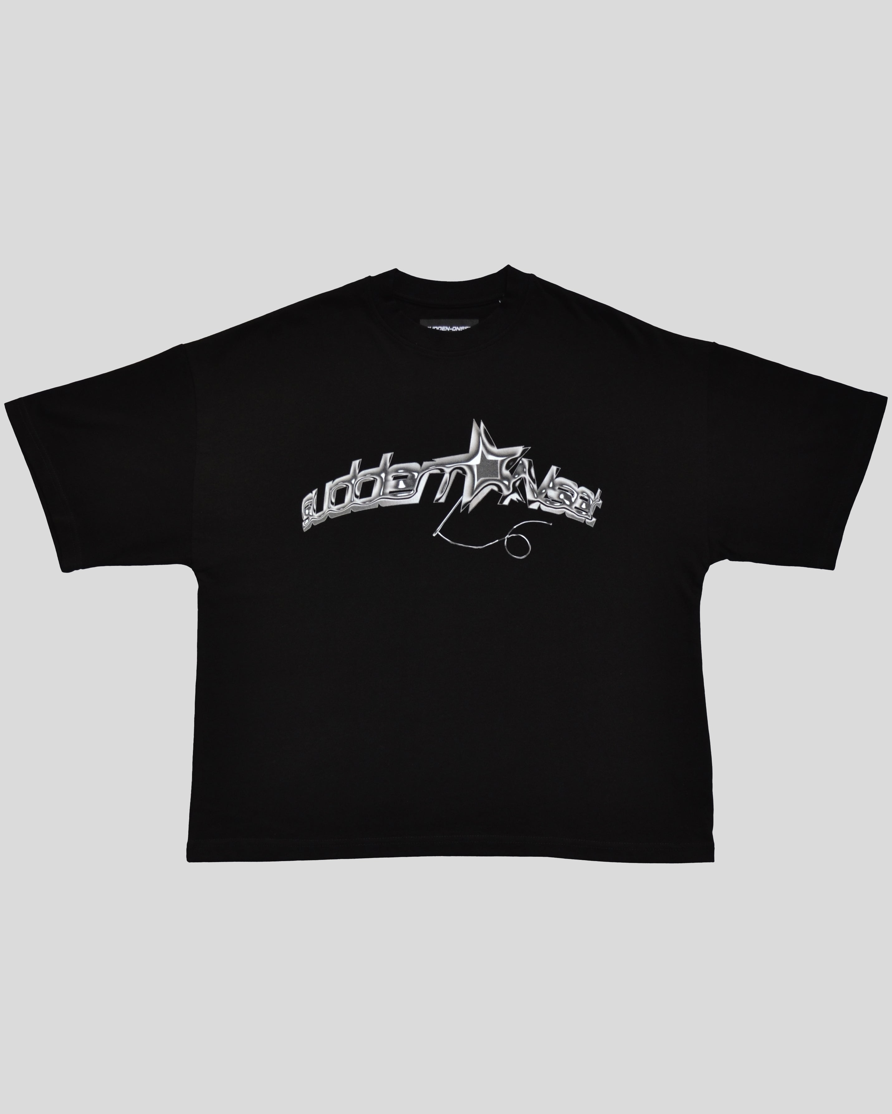 Camiseta Negra Boxy Chrome